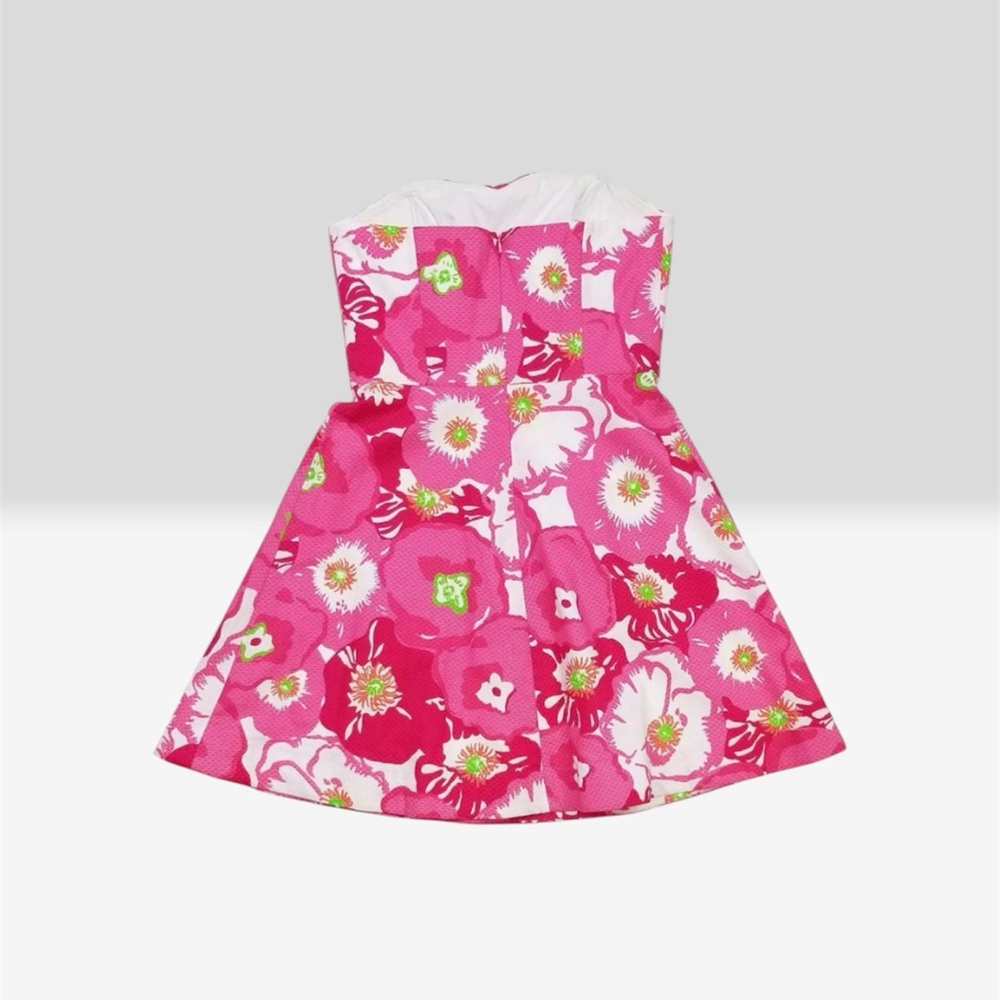 Pink LILLY PULITZER Bloom Strapless Dress in Cherry Begonias Print Size: 0 - Picture 5 of 10